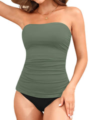 Emo - Women's Bandeau Bikini Swimsuits 2 Piece Strapless Tummy Control Bathing Suit