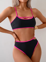 Emo - Women's Bikini Sets High Waisted Color Block Swimwear Sexy Cut Out Bathing Suit Sporty Two Piece Swimsuits