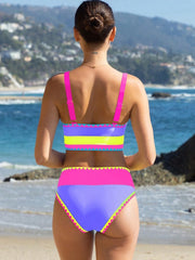 Womens Tummy Control 3 Piece Swimsuit with Skirt High Waisted Bikini