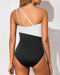 Emo - One Shoulder One Piece Swimsuit for Women Tummy Control Bathing Suits