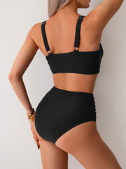 Emo - Women's High Waisted Bikini Sets Twist Front Two Piece Swimsuit Ruched Tummy Control Bathing Suits