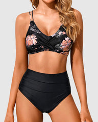 Emo - Women High Waisted Bikini Set Two Piece Swimsuits Push up Wrap Swim Suits Top Tummy Control Bathing Suit