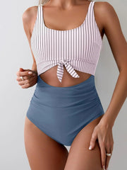Emo - Women's One Piece Swimsuit Tummy Control Slimming Bathing Suit Cutout Tie Knot Swimwear