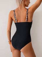 Emo - Women One Piece Swimsuit Ruched Tummy Control Bathing Suit Slimming Color Block Swim Suit Swimwear