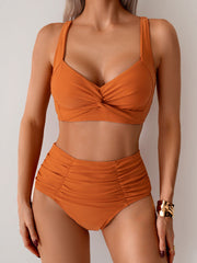 Emo - Women's High Waisted Bikini Sets Twist Front Two Piece Swimsuit Ruched Tummy Control Bathing Suits
