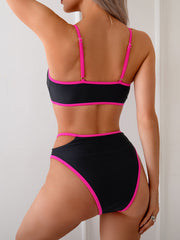 Emo - Women's Bikini Sets High Waisted Color Block Swimwear Sexy Cut Out Bathing Suit Sporty Two Piece Swimsuits