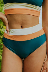Emo - Red Colorblock Cut Back Bikini Set