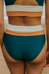 Emo - Red Colorblock Cut Back Bikini Set