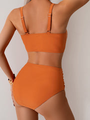 Emo - Women's High Waisted Bikini Sets Twist Front Two Piece Swimsuit Ruched Tummy Control Bathing Suits