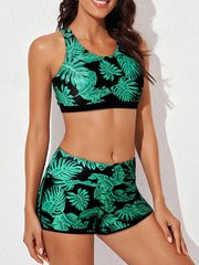 Womens Athletic 3 Piece Tankini Swimsuits with Shorts Swim Tank Tops