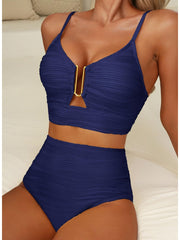 Emo - 2026 Summer Two Piece Bikini Set U-Wire Cutout High Waisted Swimsuit-Black