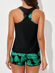 Womens Athletic 3 Piece Tankini Swimsuits with Shorts Swim Tank Tops