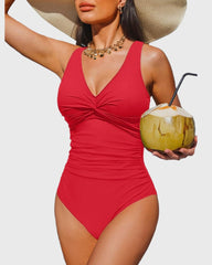 Emo - Women Tummy Control One Piece Swimsuit - Push Up Bathing Suit Full Coverage Slimming Swimwear