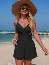 Women Swim Romper With Pocket Tummy Control One Piece Shorts Swimsuit