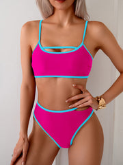 Emo - Women's Bikini Sets High Waisted Color Block Swimwear Sexy Cut Out Bathing Suit Sporty Two Piece Swimsuits