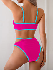 Emo - Women's Bikini Sets High Waisted Color Block Swimwear Sexy Cut Out Bathing Suit Sporty Two Piece Swimsuits