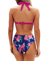 Emo - Women Two Piece Bathing Suits Push Up Bikini Set Halter Swimsuit Vintage Swimwear