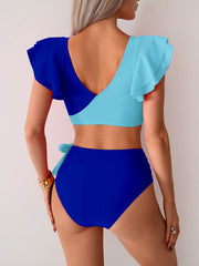 Emo - Womens High Waisted Bathing Suits Tummy Control Two Piece Swimsuits Ruffle Bikini Sets Criss Cross Ruched Swimwear