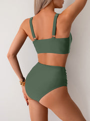 Emo - Women's High Waisted Bikini Sets Twist Front Two Piece Swimsuit Ruched Tummy Control Bathing Suits