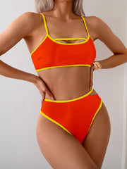 Emo - Women's Bikini Sets High Waisted Color Block Swimwear Sexy Cut Out Bathing Suit Sporty Two Piece Swimsuits