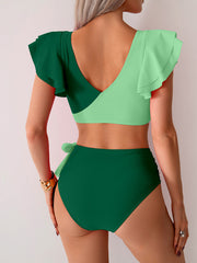 Emo - Womens High Waisted Bathing Suits Tummy Control Two Piece Swimsuits Ruffle Bikini Sets Criss Cross Ruched Swimwear