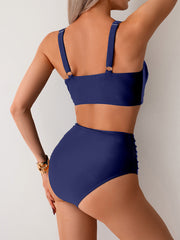 Emo - Women's High Waisted Bikini Sets Twist Front Two Piece Swimsuit Ruched Tummy Control Bathing Suits