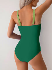 Emo - Women One Piece Swimsuit Ruched Tummy Control Bathing Suit Slimming Color Block Swim Suit Swimwear