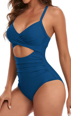Emo - Women's One Piece Swimsuits Tummy Control Cutout High Waisted Bathing Suit Wrap Tie Back