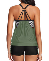 Emo - Tankini Swimsuits for Women Two Piece Tummy Control Bathing Suit with Shorts