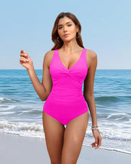 Emo - Women Tummy Control One Piece Swimsuit - Push Up Bathing Suit Full Coverage Slimming Swimwear