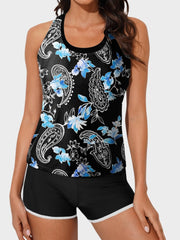 Womens Athletic 3 Piece Tankini Swimsuits with Shorts Swim Tank Tops
