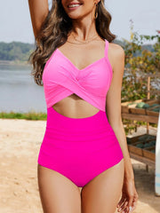 Emo - Women's One Piece Swimsuits Tummy Control Cutout High Waisted Bathing Suit Wrap Tie Back