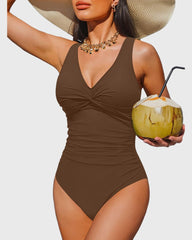 Emo - Women Tummy Control One Piece Swimsuit - Push Up Bathing Suit Full Coverage Slimming Swimwear
