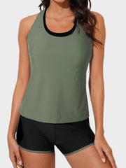 Womens Athletic 3 Piece Tankini Swimsuits with Shorts Swim Tank Tops