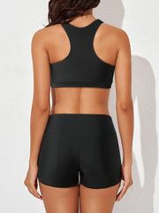 Womens Athletic 3 Piece Tankini Swimsuits with Shorts Swim Tank Tops