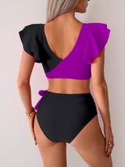 Emo - Womens High Waisted Bathing Suits Tummy Control Two Piece Swimsuits Ruffle Bikini Sets Criss Cross Ruched Swimwear