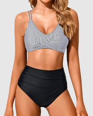 Emo - Women High Waisted Bikini Set Two Piece Swimsuits Push up Wrap Swim Suits Top Tummy Control Bathing Suit
