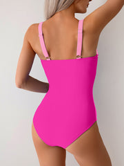 Emo - Women One Piece Swimsuit Ruched Tummy Control Bathing Suit Slimming Color Block Swim Suit Swimwear