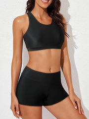 Womens Athletic 3 Piece Tankini Swimsuits with Shorts Swim Tank Tops