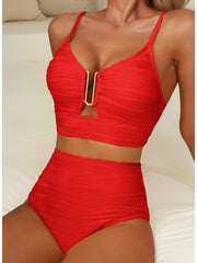 Emo - 2026 Summer Two Piece Bikini Set U-Wire Cutout High Waisted Swimsuit-Black