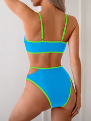 Emo - Women's Bikini Sets High Waisted Color Block Swimwear Sexy Cut Out Bathing Suit Sporty Two Piece Swimsuits