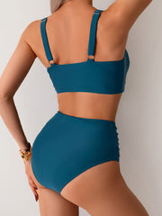 Emo - Women's High Waisted Bikini Sets Twist Front Two Piece Swimsuit Ruched Tummy Control Bathing Suits