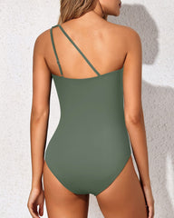 Emo - One Shoulder One Piece Swimsuit for Women Tummy Control Bathing Suits