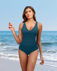 Emo - Women Tummy Control One Piece Swimsuit - Push Up Bathing Suit Full Coverage Slimming Swimwear