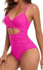 Emo - Women's One Piece Swimsuits Tummy Control Cutout High Waisted Bathing Suit Wrap Tie Back