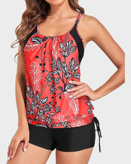 Emo - Tankini Swimsuits for Women Two Piece Tummy Control Bathing Suit with Shorts