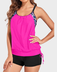 Emo - Tankini Swimsuits for Women Two Piece Tummy Control Bathing Suit with Shorts