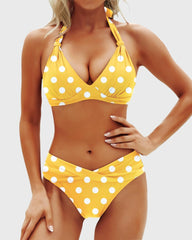 Emo - Women Two Piece Bathing Suits Push Up Bikini Set Halter Swimsuit Vintage Swimwear