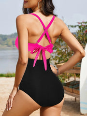 Emo - Women's One Piece Swimsuits Tummy Control Cutout High Waisted Bathing Suit Wrap Tie Back