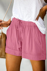 Emo - Womens Drawstring Shorts Summer Elastic Waist Casual Lightweight with Pockets